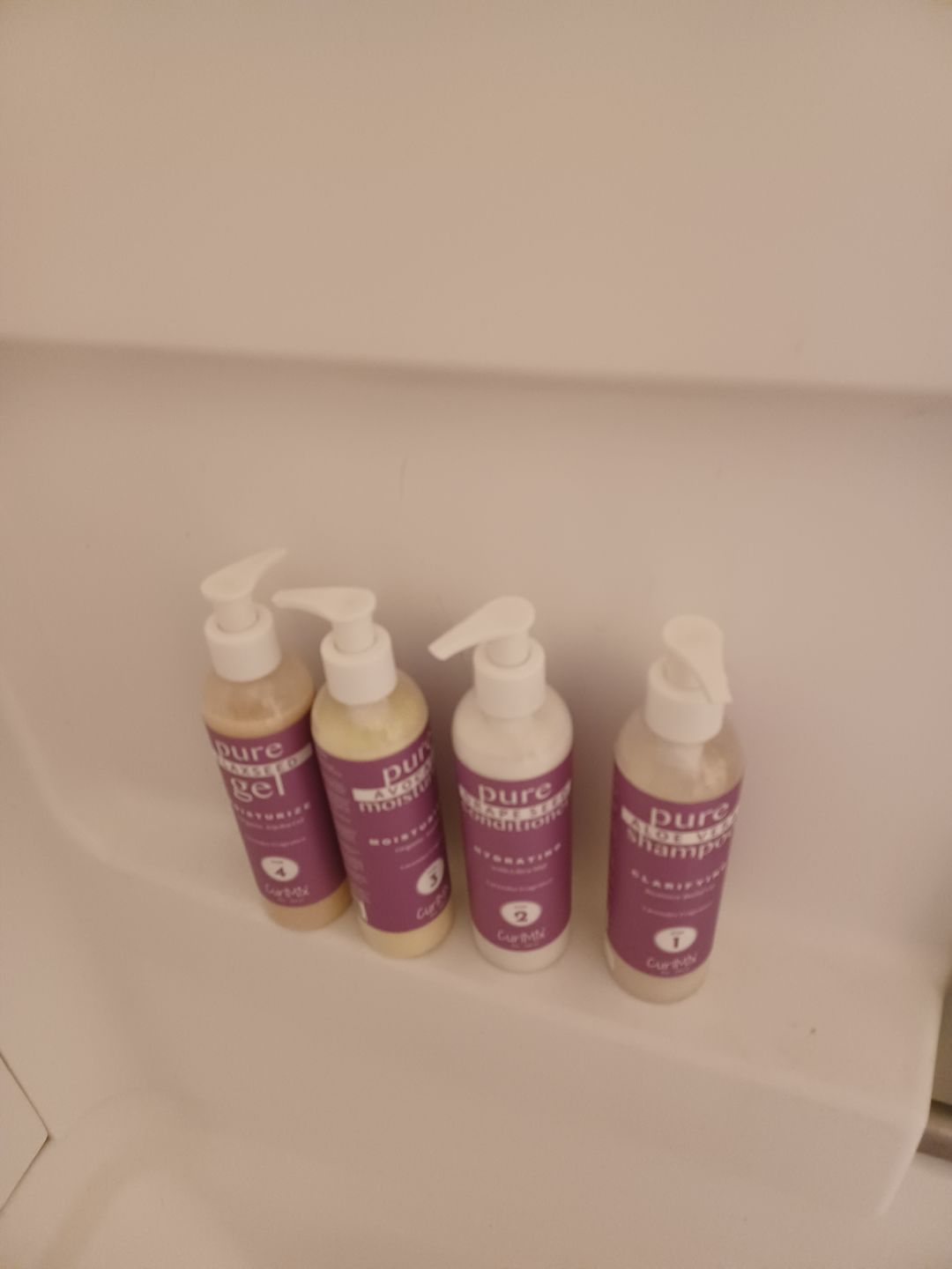 Customer photo review of Curly Hair Wash and Go System with Organic Jojoba Oil for Moisturizing Hair with Lavender Fragrance (Step 1 - 4)