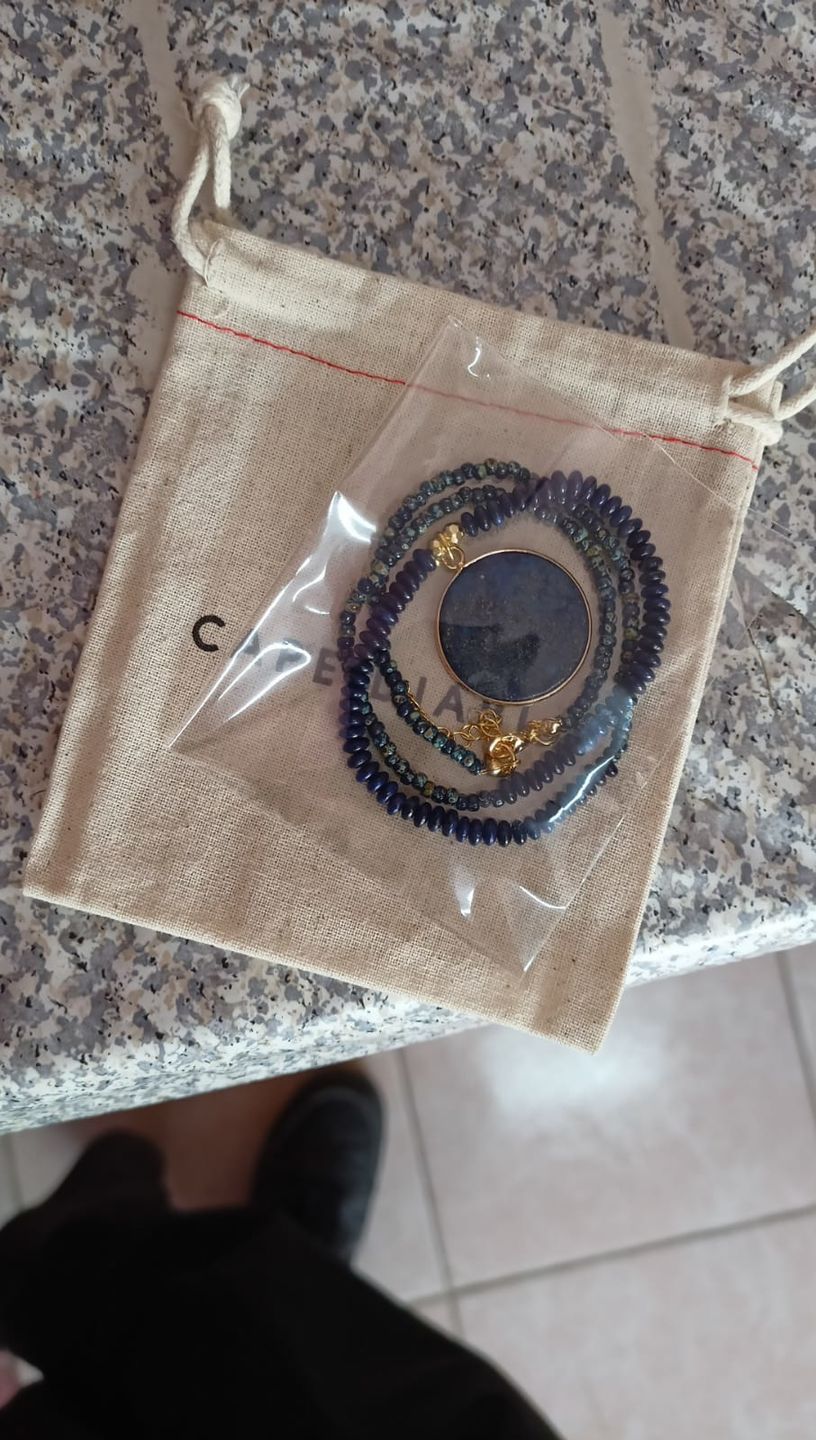 Customer photo review of Calming Lapis Lazuli Beaded Necklace