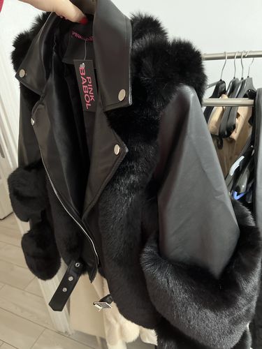 Customer photo review of Giaccone imbottito in simil pelle con eco pelliccia