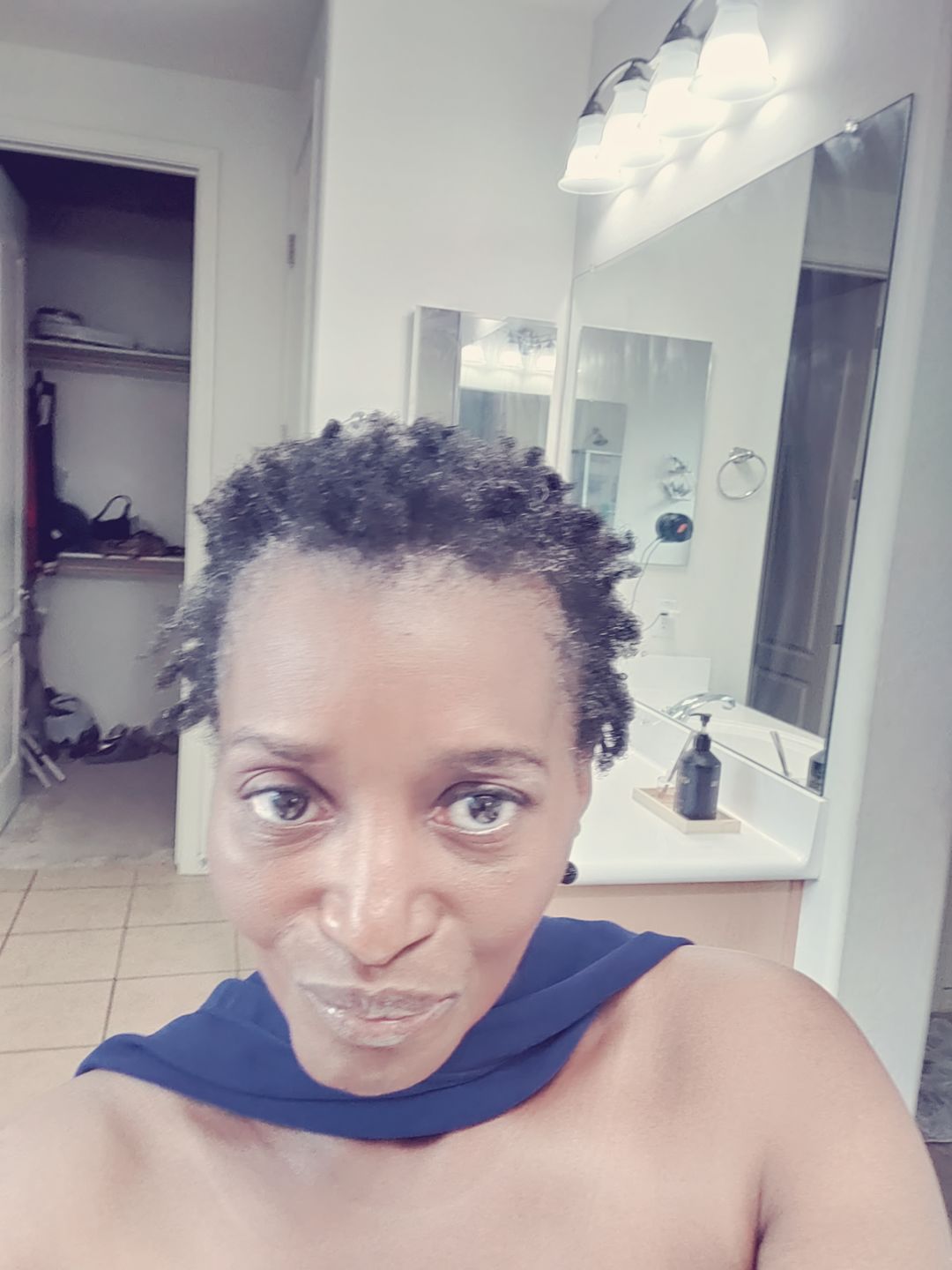 Customer photo review of Curly Hair Wash and Go System with Organic Jojoba Oil for Moisturizing Hair with Lavender Fragrance (Step 1 - 4)