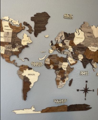 Customer photo review of 3D Wooden World Map Multicolor
