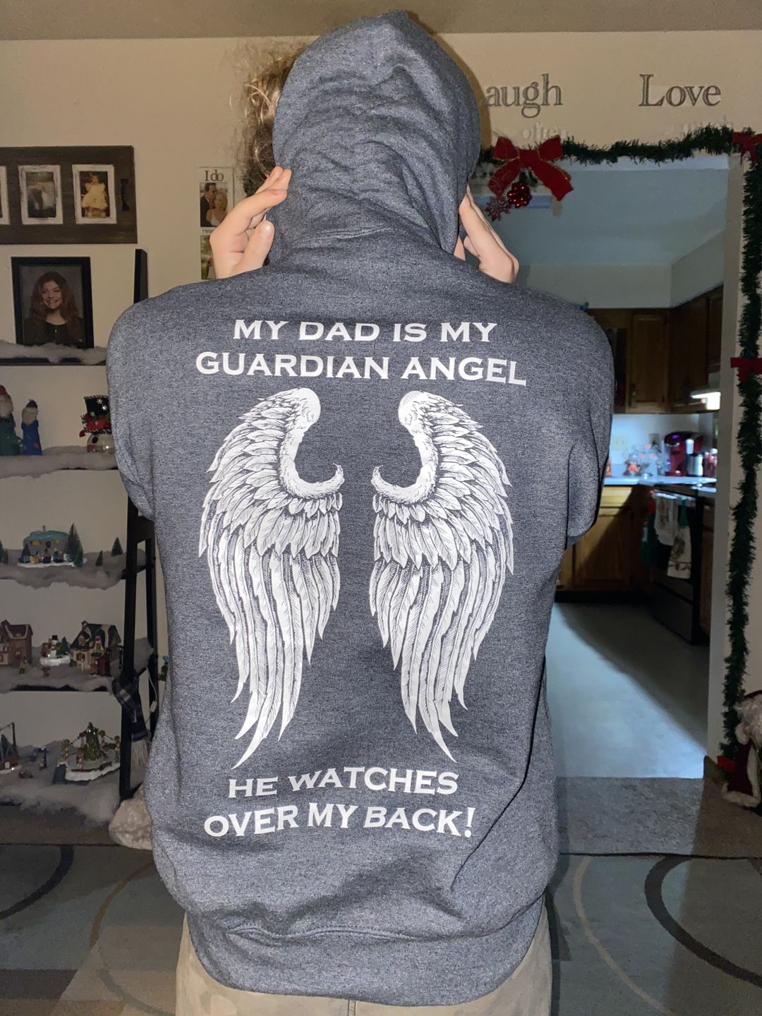 Customer photo review of My Dad Is My Guardian Angel Hoodie
