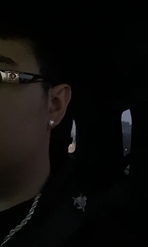 Customer photo review of Certified VVS1 Asscher Cut Halo Moissanite Earrings