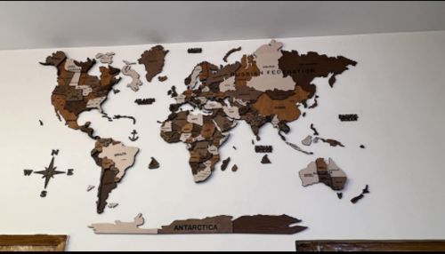 Customer photo review of 3D Wooden World Map Multicolor