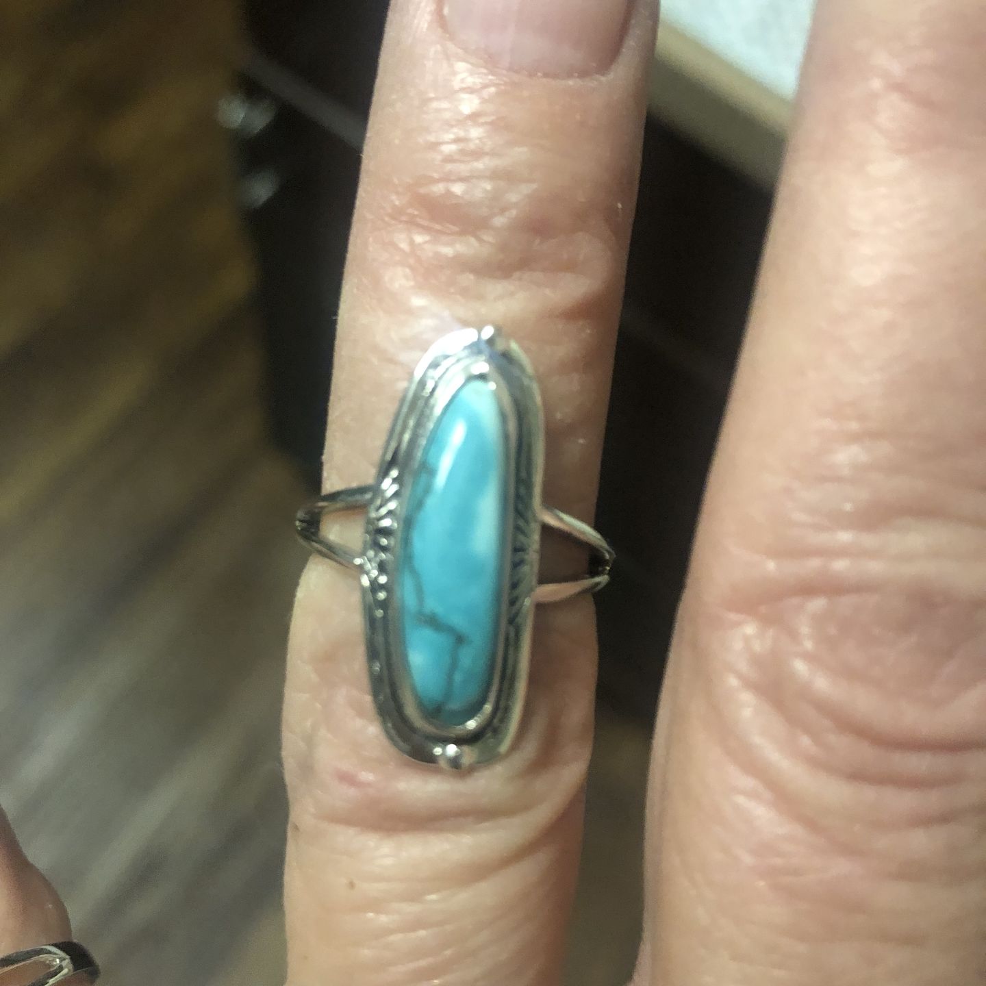 Customer photo review of Southwestern Style Authentic Turquoise Ring Sterling Silver