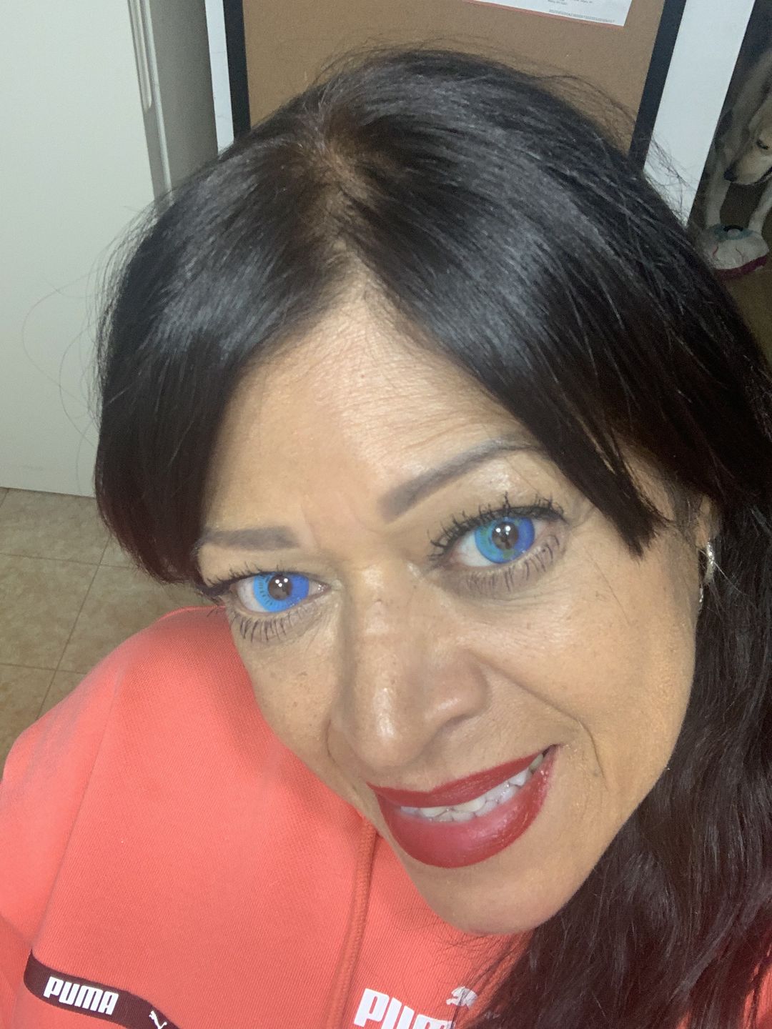 Customer photo review of Cosplay Anime Blue Prescription Colored Contact Lenses