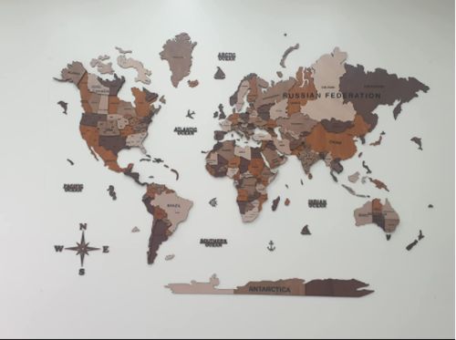 Customer photo review of 3D Wooden World Map Multicolor