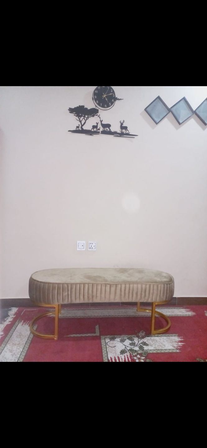 Customer photo review of 3 Seater Luxury Wooden Stool With Steel Stand -472