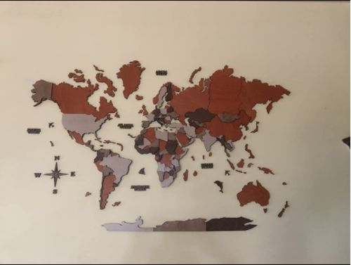 Customer photo review of 3D Wooden World Map Multicolor