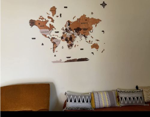 Customer photo review of 3D Wooden World Map Multicolor