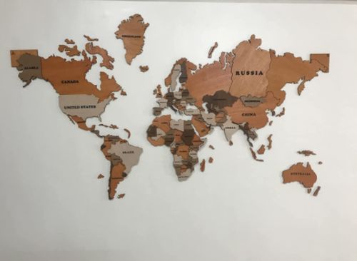 Customer photo review of 3D Wooden World Map Multicolor