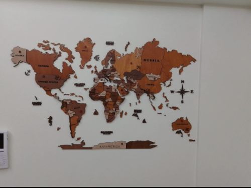 Customer photo review of 3D Wooden World Map Multicolor