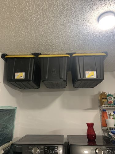 Customer photo review of Overhead Storage Bin Rail System - Made in USA