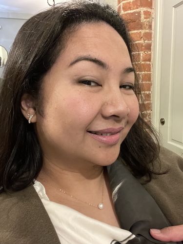 Customer photo review of Rebecca Mini Pearl Huggie