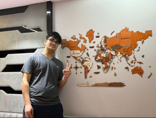 Customer photo review of 3D Wooden World Map Multicolor