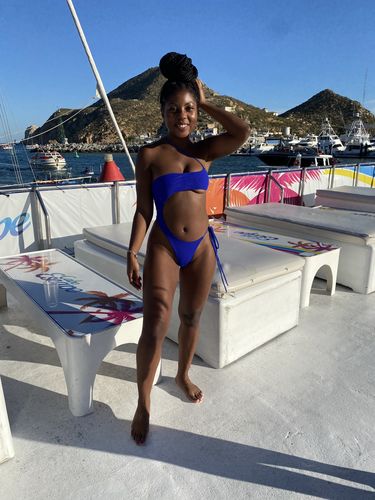 Customer photo review of Naomi One Piece Mesh Swimsuit - Cobalt