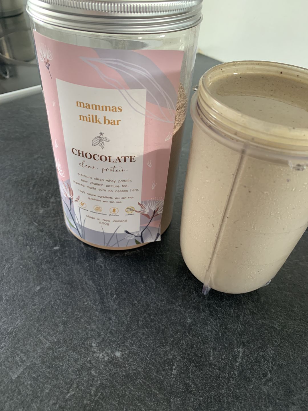 Customer photo review of Chocolate Premium Whey Protein