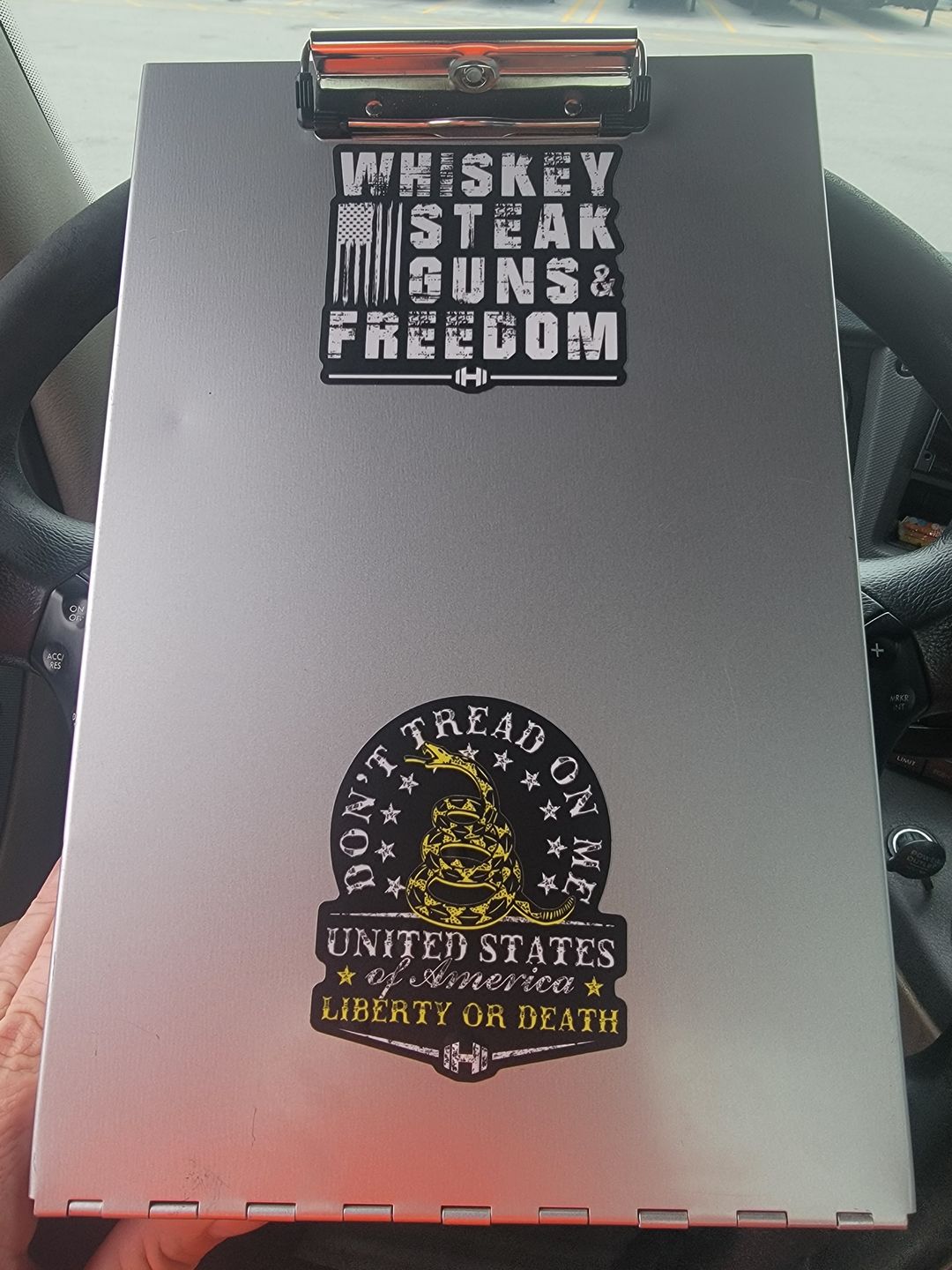 Customer photo review of Whiskey Steak Freedom Decal