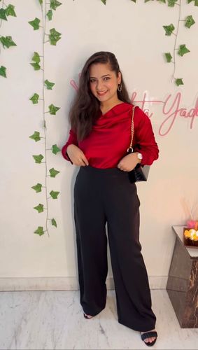 Customer photo review of Satin Cowl Neck Top - Maroon