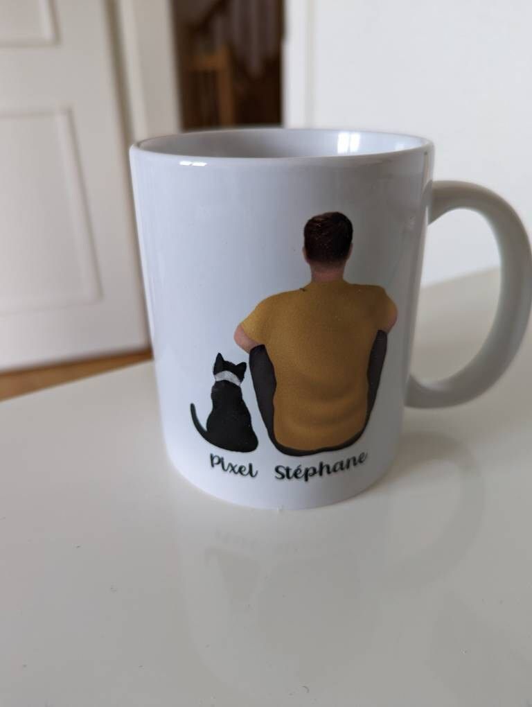 Customer photo review of Mug Personnalisé - Homme et Chat
