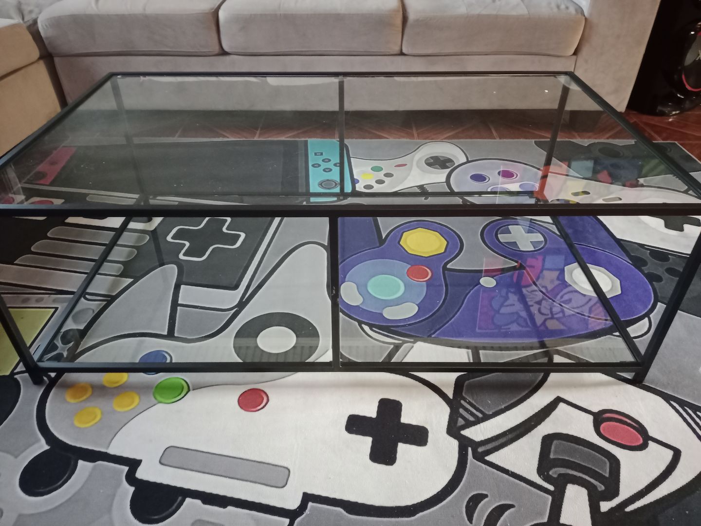 Customer photo review of Mesa de centro Rectangular 120 NEGRA dos niveles GLASS