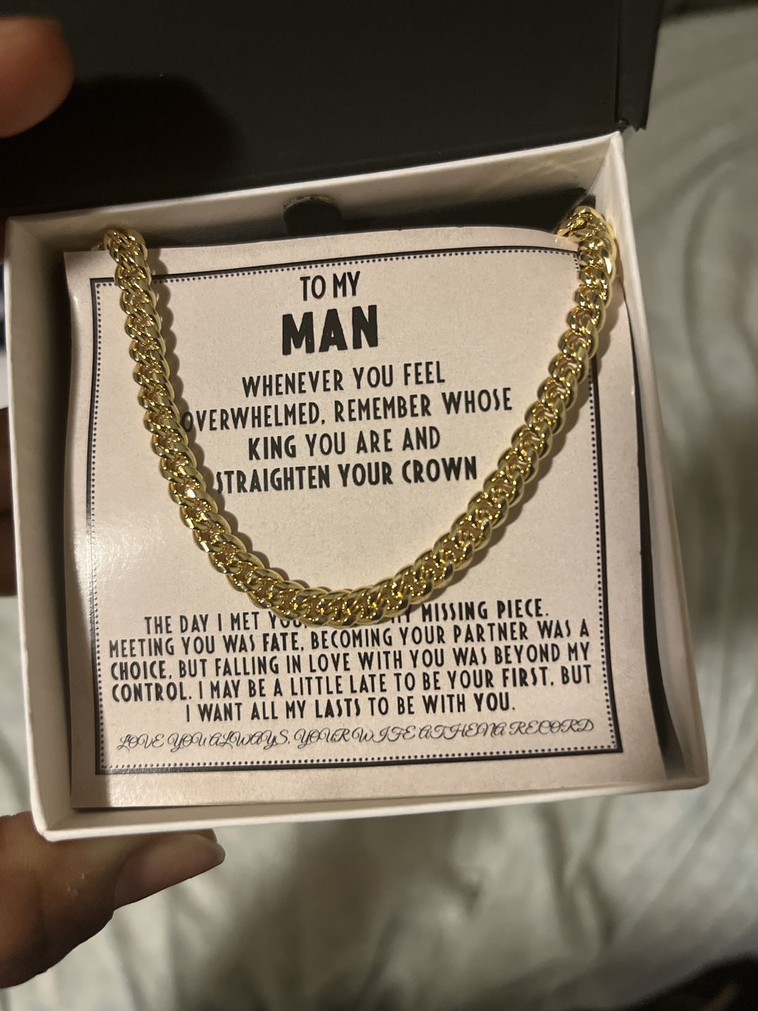 Customer photo review of To My Man - Straighten Your Crown - Cuban Link Chain Necklace