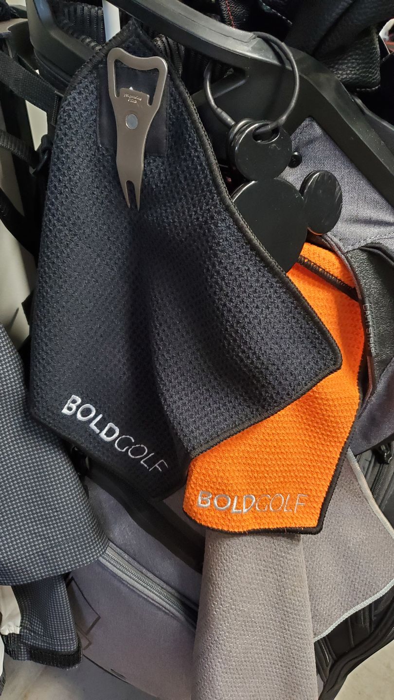 Customer photo review of The Sidekick - Green Side Magnetic Golf Towel