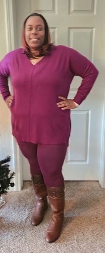 Customer photo review of Cozy Diva 2pc Sweater Set up to 3XL (Dk Plum)