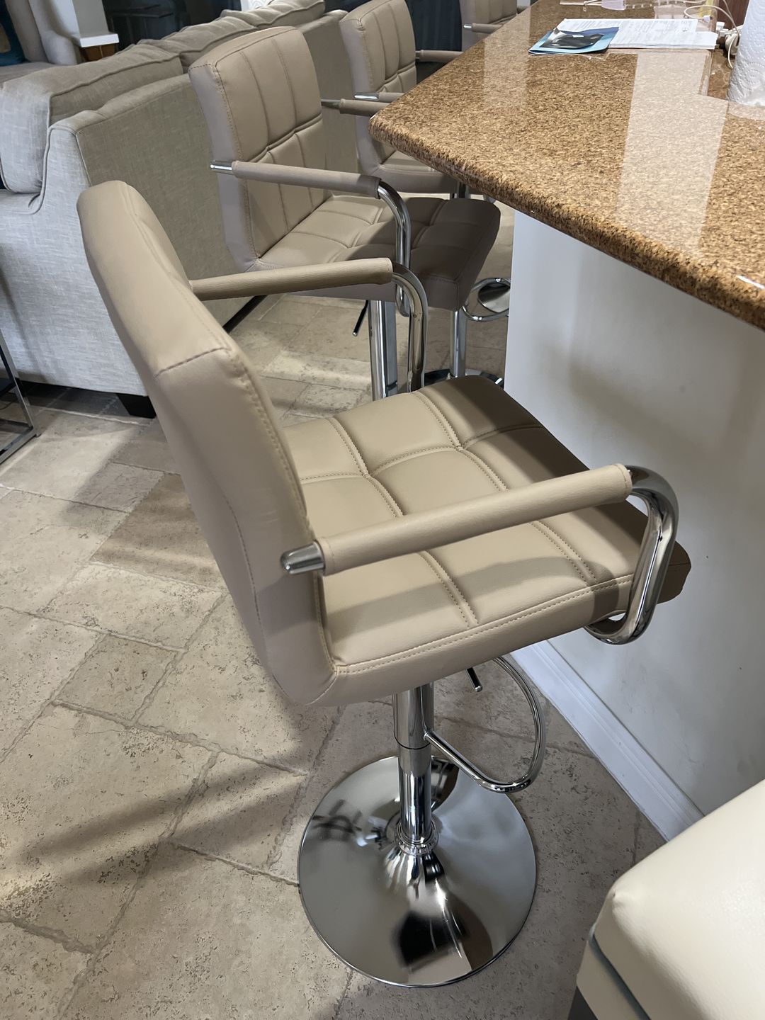 Customer photo review of Adjustable Square Bar Stools with Arm Rest (Set of 2)