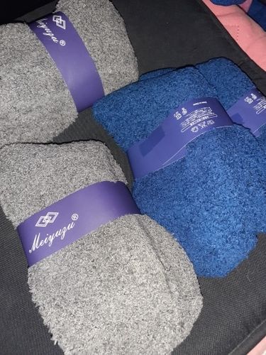 Customer photo review of Warm Fluffy Soft Elastic Coral Breathable Socks