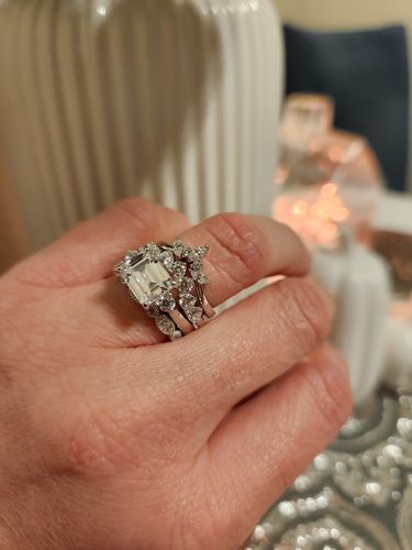 Customer photo review of 3-Stone East-West 2.6ct Emerald Cut CZ Ring in Sterling Silver