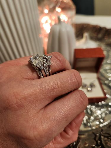 Customer photo review of 7-Stone Wishbone CZ Eternity Ring in Sterling Silver
