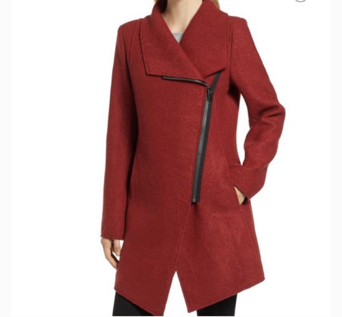 Customer photo review of Red Coat, Asymmetrical coat, cowl neck jacket, coats, wool coat, wollmantel, women wool coat, wool jacket asymmetriccal, winter coat C1025