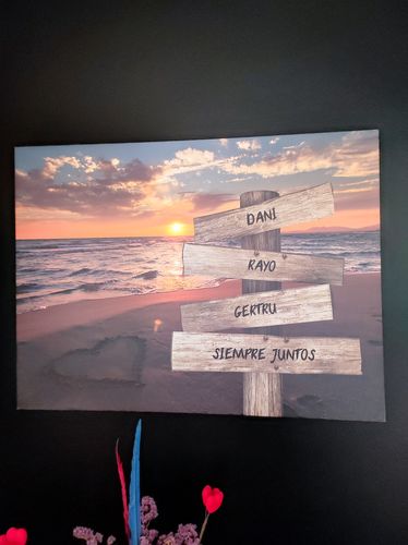 Customer photo review of Lienzo personalizado Corazon en la Playa