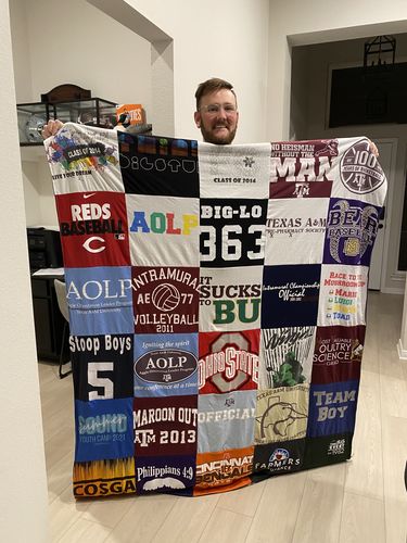 T-shirt quilt from texas a&m university, ohio state university by Melinda from TX