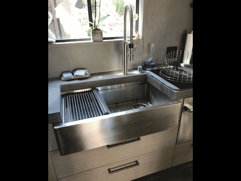 Customer photo review of 33" Undermount Apron Front Workstation Sink – 16 Gauge Stainless Steel Single Bowl – 8" Deep – Offset Drain Right – Seamless Drain (5LAS33R-8)