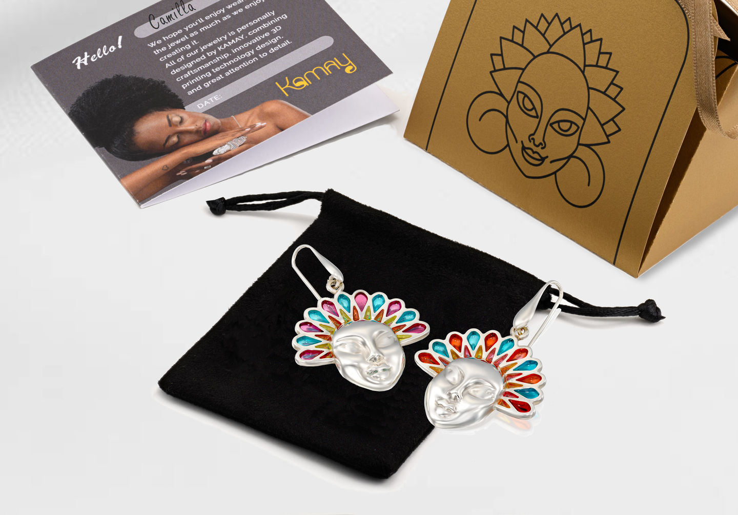 Customer photo review of Colorful lotus dangle sterling silver earrings