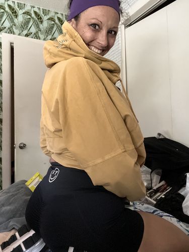 Customer photo review of Salty Savage Ladies Peace Skeleton Utility Denim Jacket | Tan