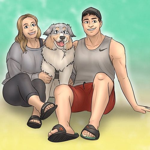 Customer photo review of Custom Pet Portrait - Cool Gift For Animal Lovers - Cartoon Caricature Dog Cat Horse Rabbit - Hand drawn from photos