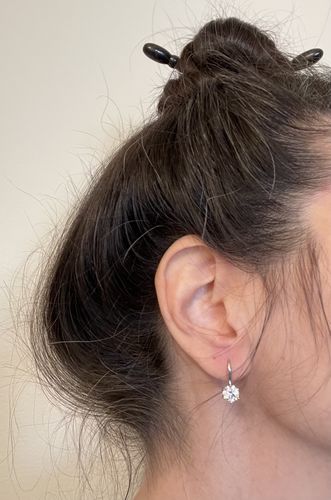 Customer photo review of Solitaire 2.5ct CZ Fish Hook Earrings in Sterling Silver