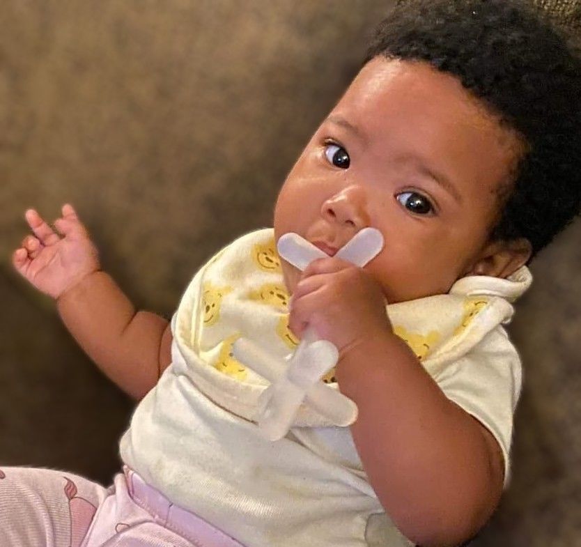Customer photo review of moonjax® clear silicone baby teether