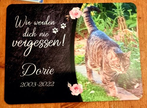 Customer photo review of Katzen Gedenktafel mit Foto & Spruch