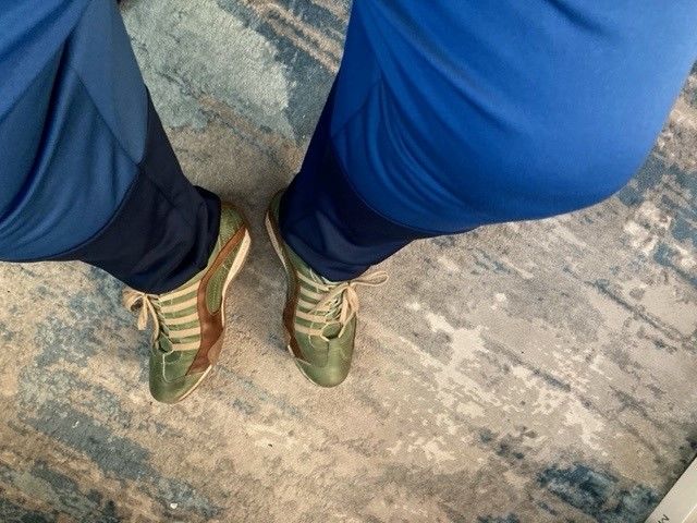 Customer photo review of Men's GrandPrix Sneaker in Verdolino (Green and Sand)