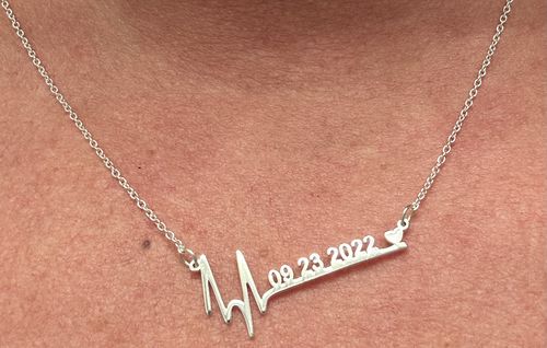 Customer photo review of Special Date Heart Beat Necklace