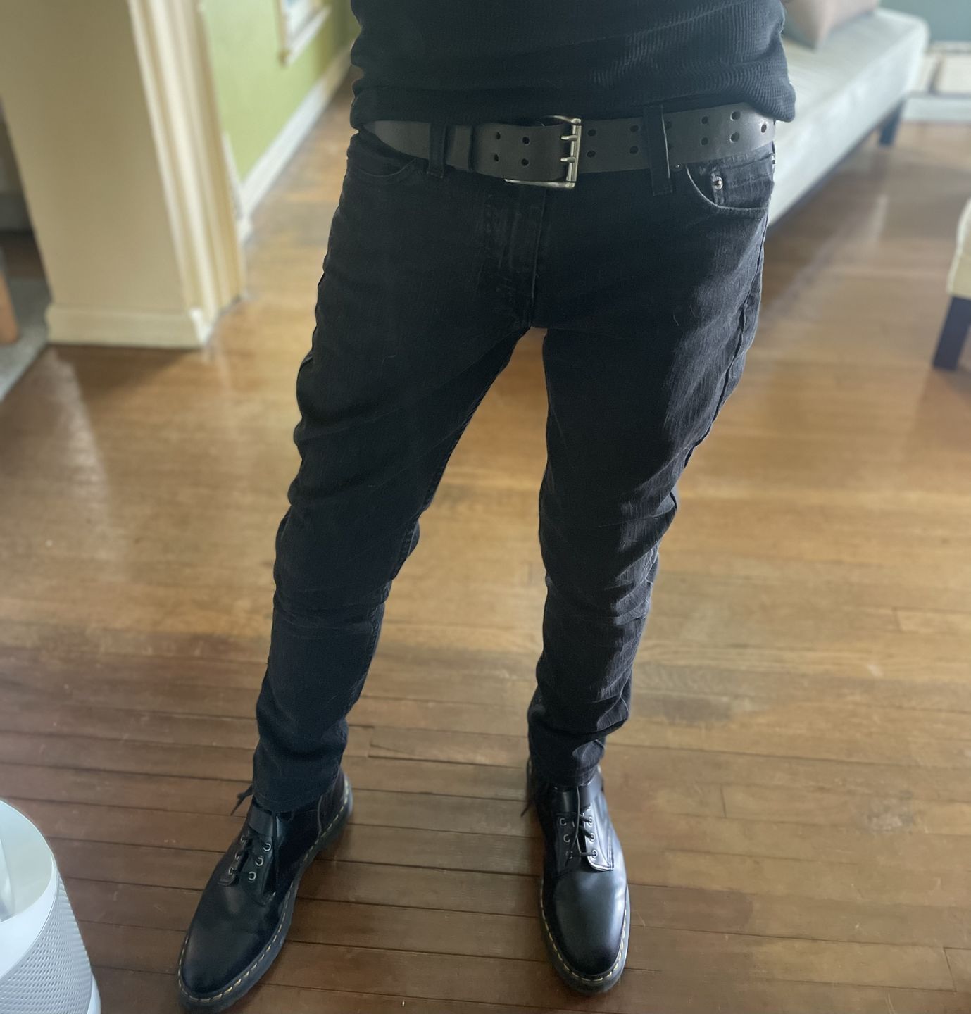 Customer photo review of Black Double Hole Full Grain Leather Belt