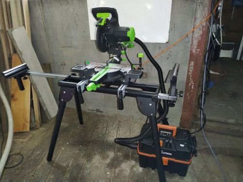 Customer photo review of Pack Evolution : Scie à onglet radiale 210mm F210SMS avec Lame multi-matériaux TCT + Support pour Scie à onglet