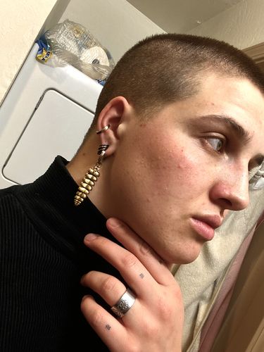 Customer photo review of Rattlesnake Tail Earrings