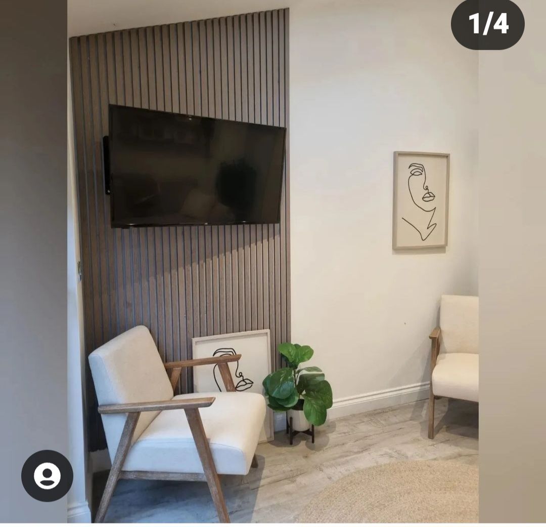 Customer photo review of SlatWall Acoustic Grey Oak