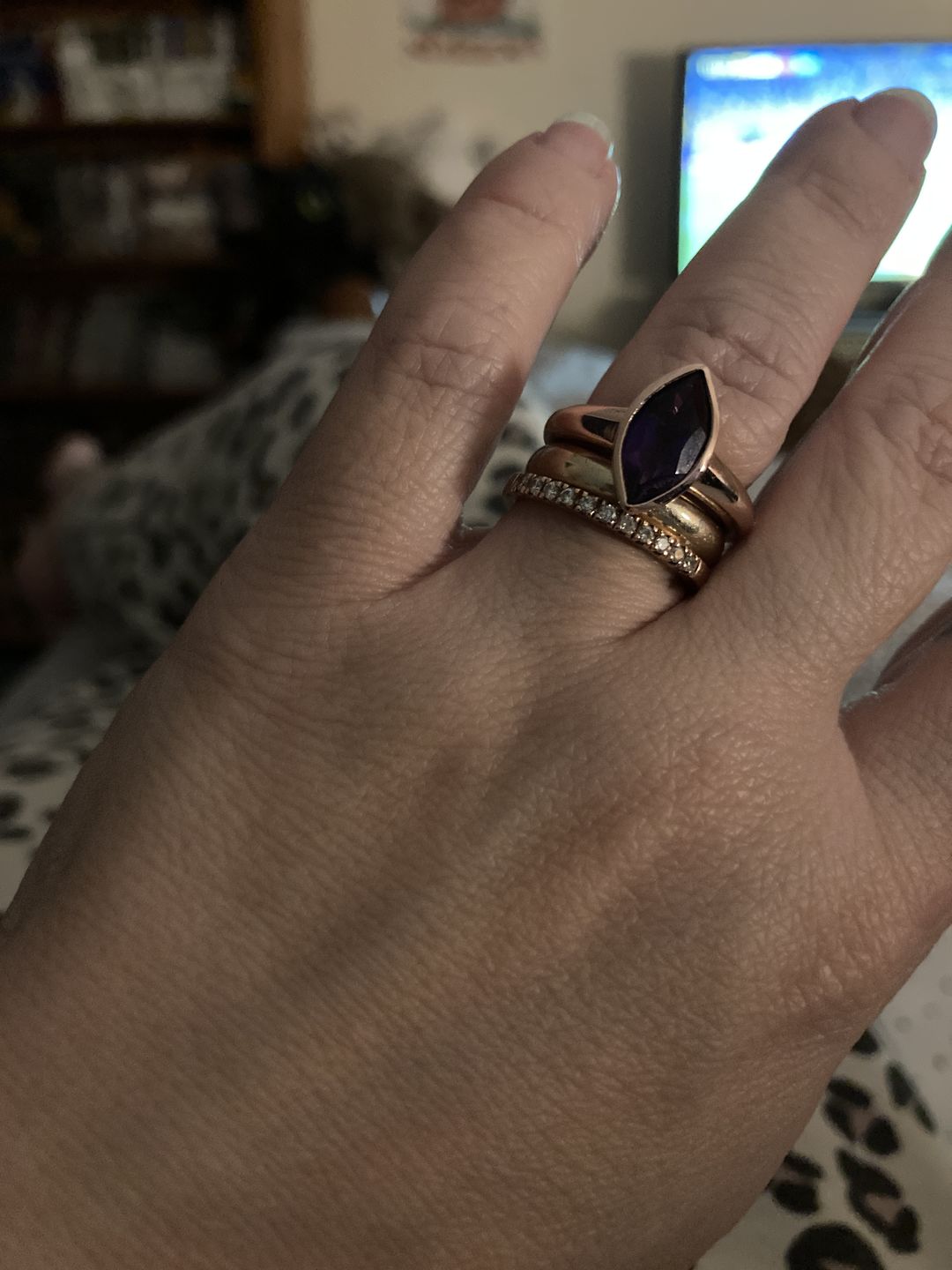 Customer photo review of Surf Moon Ring with Amethyst