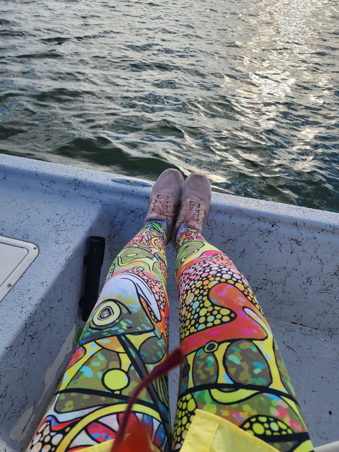 Customer photo review of Troutrageous Rainbow Signature Leggings